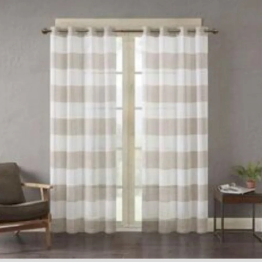 Urban Habitat Mason Yarn Dyed Woven Neutral Stripe Window Panel 50” W X 95” L.